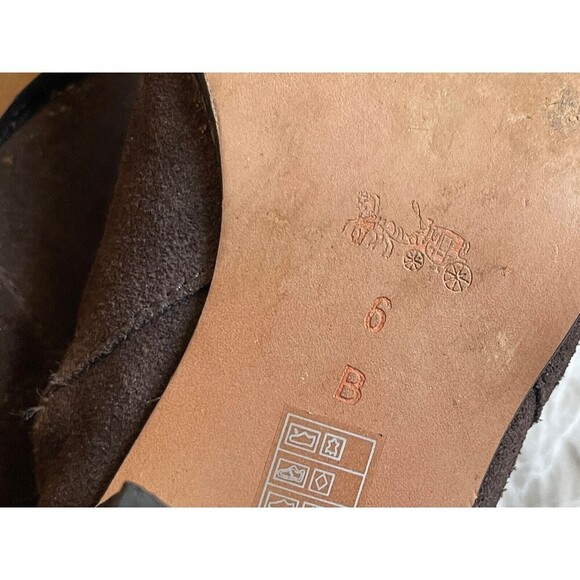 COACH Women's Sz 6 Patricia Bootie Dark Brown Suede Leather Block Heel - Picture 7 of 12